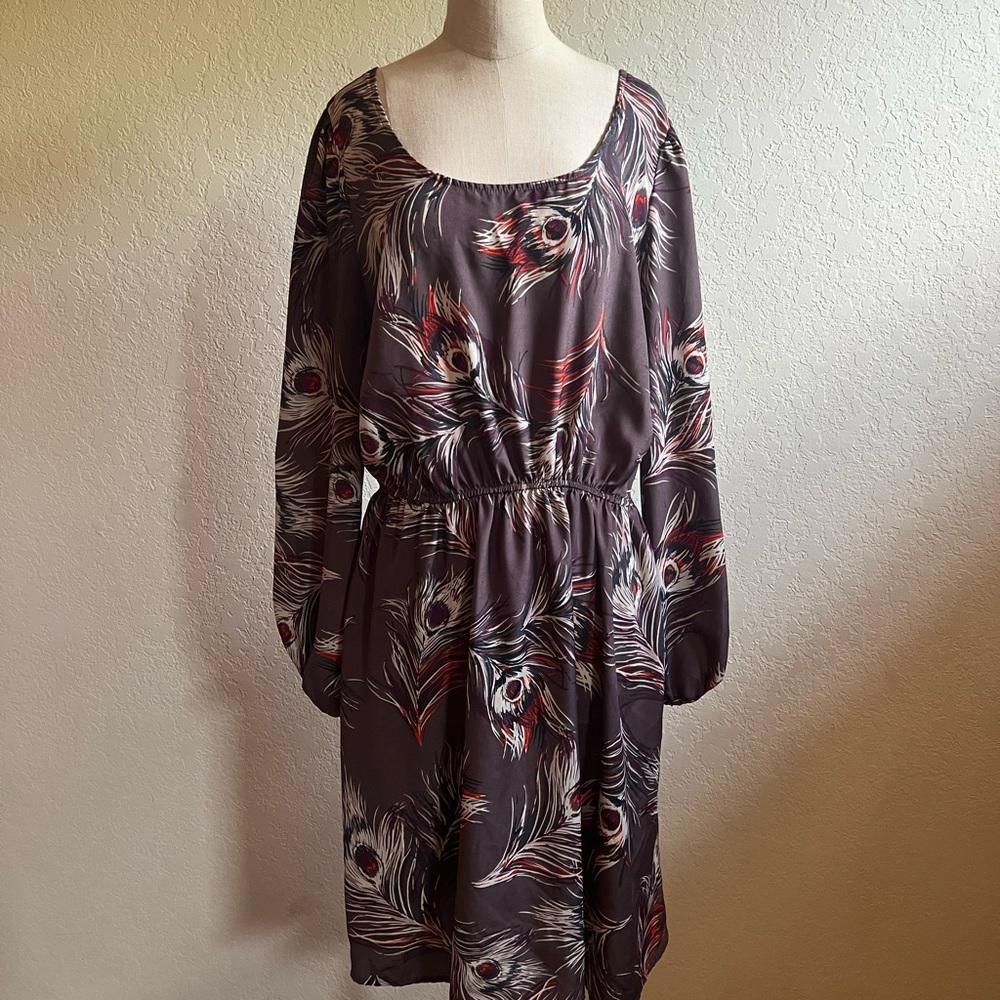 Silky Feather Print Dress